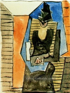  Kubismus Malerei - Femme assise au chapeau plat 1945 Kubismus